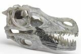 Carved Labradorite Dinosaur Skull - Roar! #218505-4